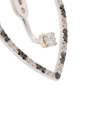 Shop Yvonne Léon Black And Silver Heart 18kt White Gold Diamond Earring In Metallic