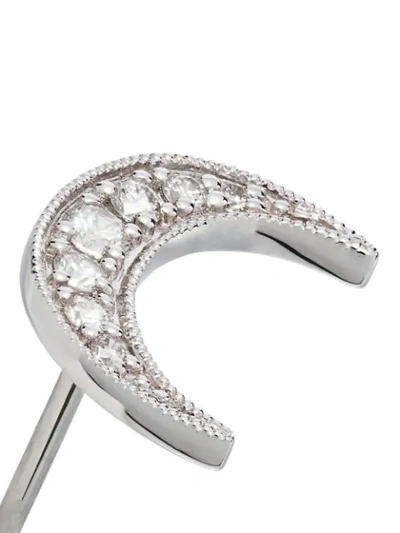 Shop Andrea Fohrman 18k White Gold Crescent Moon Diamond Earrings In Silver