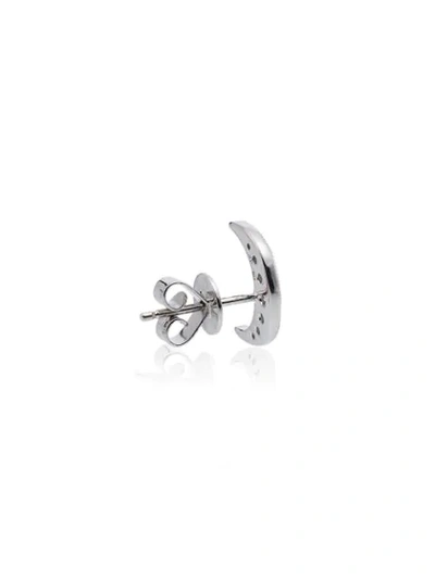 Shop Andrea Fohrman 18k White Gold Crescent Moon Diamond Earrings In Silver