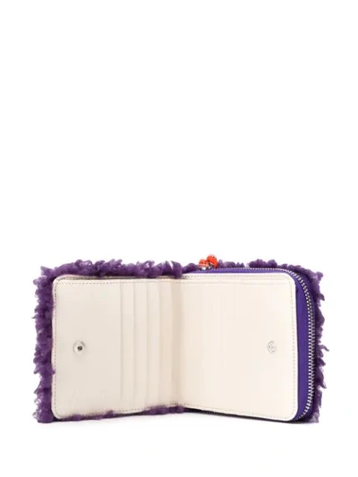 Shop Mm6 Maison Margiela Faux-shearling Wallet In T5236 Montana Grape