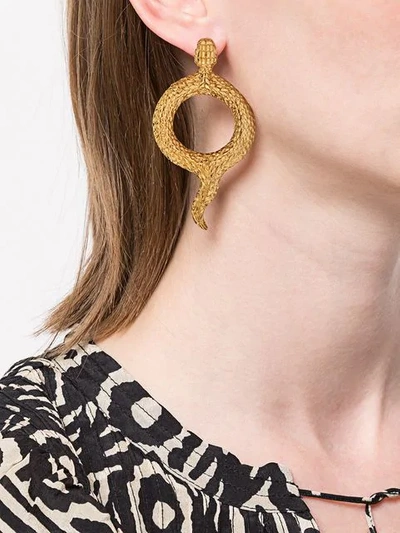 Shop Natia X Lako Round Snake Earrings In Gold
