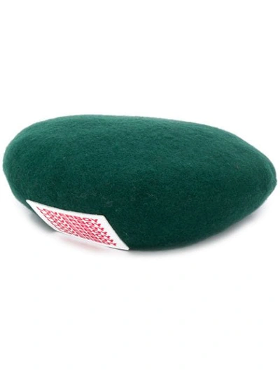 Shop Charles Jeffrey Loverboy Logo Beret Hat In Green