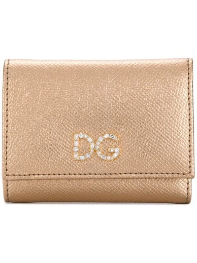 Shop Dolce & Gabbana Crystal Dg Wallet In Gold