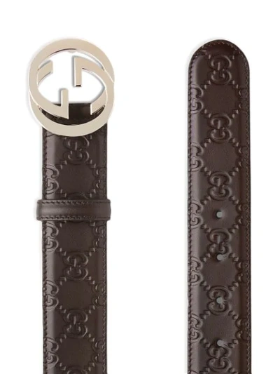 Shop Gucci Signature Leather Belt In Brown