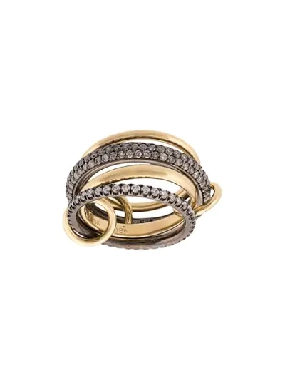 Shop Spinelli Kilcollin 18kt Yellow And Black Rhodium Silver Vega Diamond 4 Link Ring In Gold