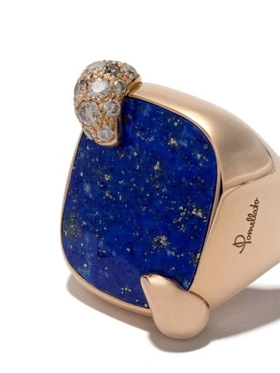 Shop Pomellato 18kt Rose Gold Ritratto Lapis Lazuli And Brown Diamond Cocktail Ring In Blue