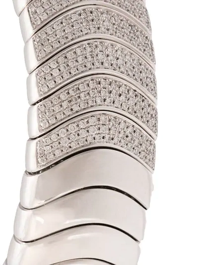Shop Mattia Cielo 18kt White Gold Universo Diamond Stretch Bangle In Silver
