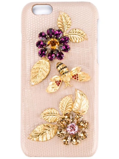 Shop Dolce & Gabbana Embellished Iphone 6 Case In Neutrals