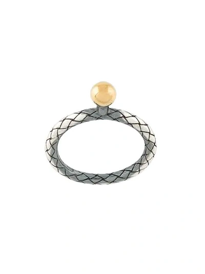 Shop Bottega Veneta Intrecciato Weave Ring In Metallic