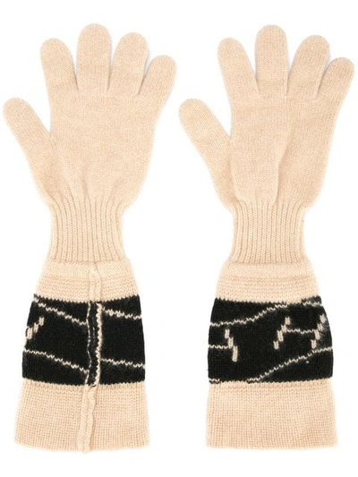 Pre-owned Hermes Logos Gloves In Neutrals