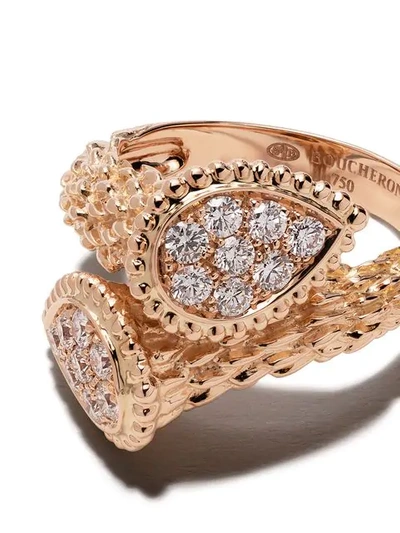 Shop Boucheron 18kt Rose Gold Diamond Serpent Bohème Toi Et Moi Motif S Ring In Pg