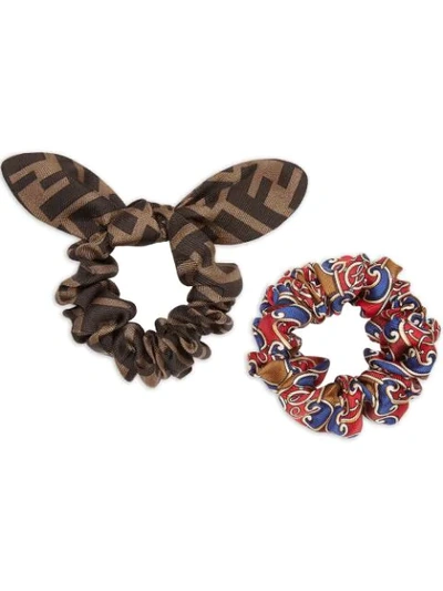 Shop Fendi Set Of Two Hairbands - Red