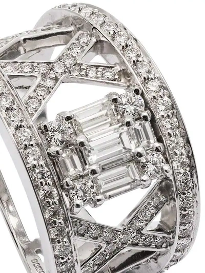 Shop Mindi Mond 18k White Gold Clarity Lattice Diamond Ring In Metallic
