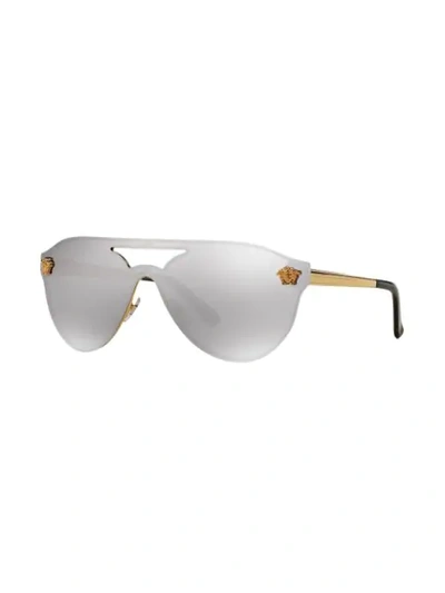 Shop Versace Aviator Frame Sunglasses In Gold