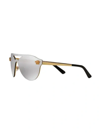 Shop Versace Aviator Frame Sunglasses In Gold