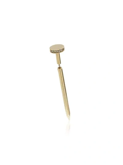 Shop Established Diamond And 18k Gold  Nail Earring In Metallic