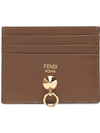 Shop Fendi Flat Card Case In F13vj-maya+ Black +strawbe