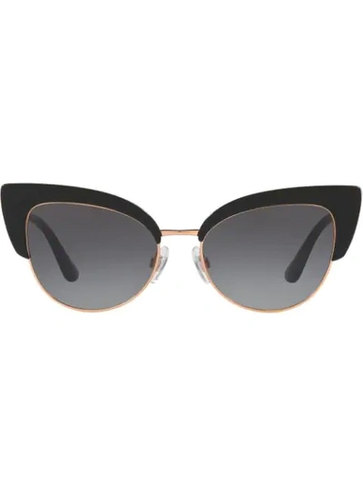 Shop Dolce & Gabbana Cat-eye Tinted Sunglasses In 501/8g Black