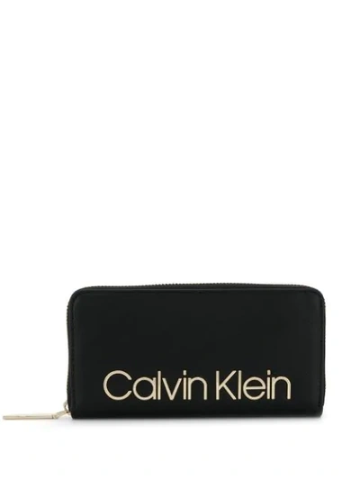 Shop Calvin Klein Logo Plaque Wallet In Black