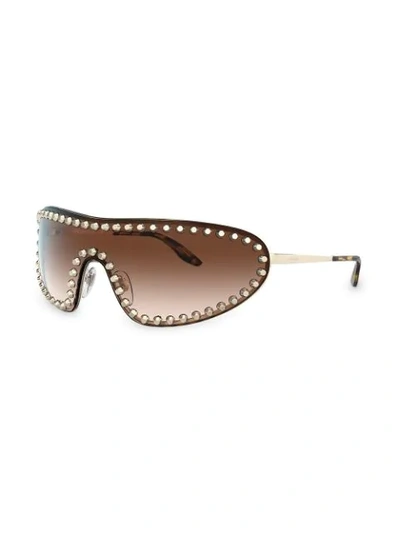 Prada 170mm Studded Gradient Wraparound Shield Sunglasses In