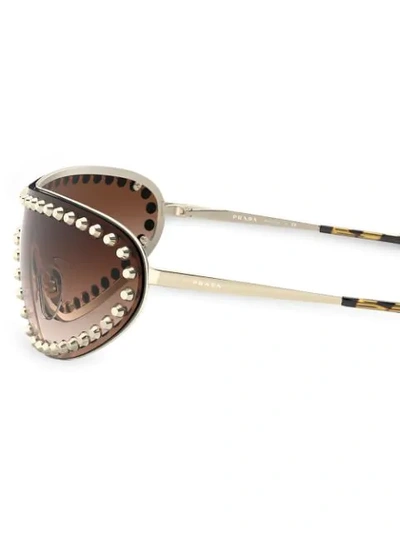 Shop Prada Catwalk Studded Sunglasses In Brown