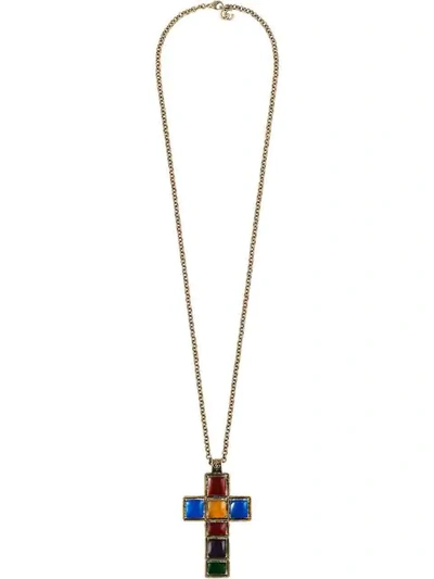 Shop Gucci Halskette Mit Kreuz In 8518 Metallic