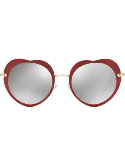 Shop Miu Miu Noir Heart Shaped Sunglasses In Red