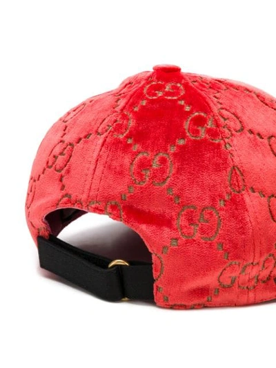 Shop Gucci Gg Velvet Baseball Cap In Red