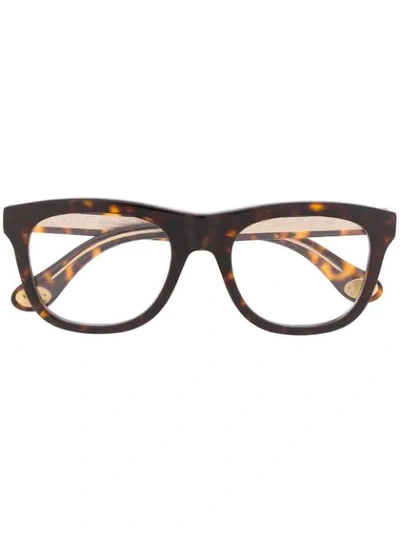 Shop Gucci Tortoiseshell Glasses In Brown
