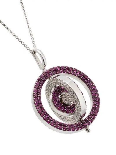 Shop Luis Miguel Howard 18k White Gold Sapphire And Diamond Reverso Necklace In Metallic
