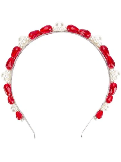 Shop Simone Rocha Jewel Embellished Headband In Red