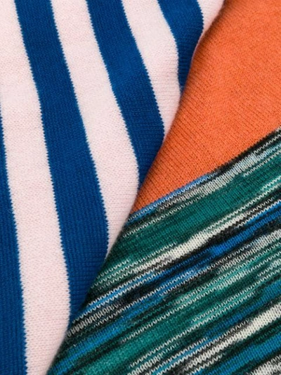 Shop Missoni Colour Block Striped Knit Scarf In Orange
