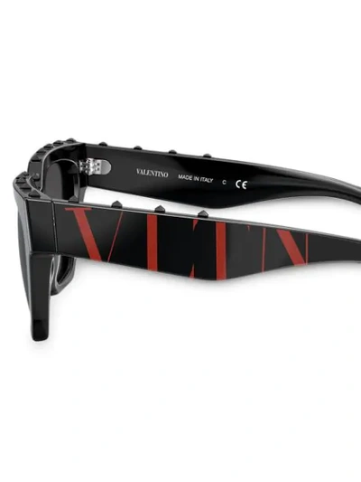 Shop Valentino Micro-studded Square Sunglasses In Black