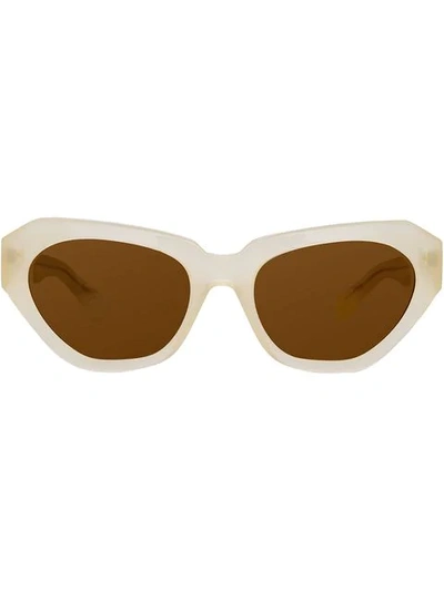 Shop Linda Farrow Dries Van Noten Cat Eye Sunglasses In Neutrals