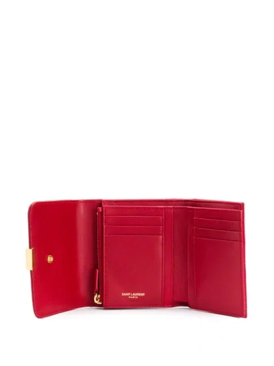 Shop Saint Laurent Vicky Compact Tri In Red