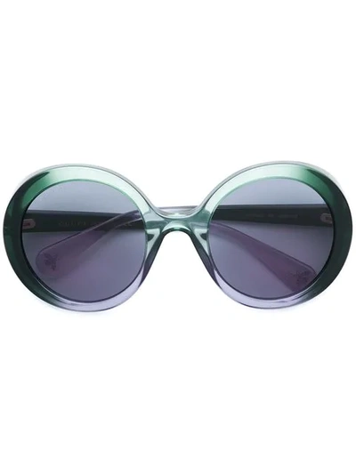 Shop Gucci Oversized Round Frame Glasses In Green
