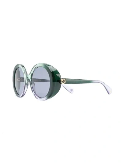 GUCCI EYEWEAR OVERSIZED ROUND FRAME GLASSES - 绿色