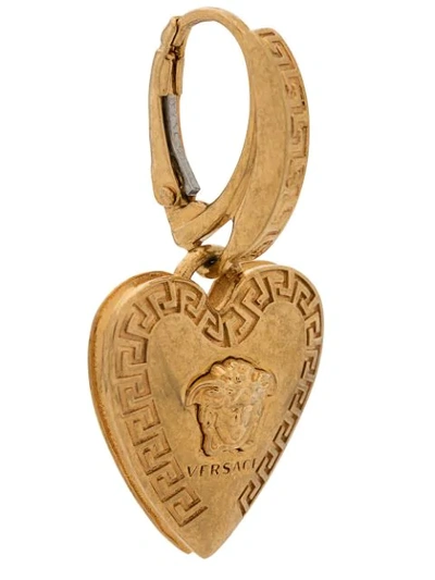 Shop Versace Heart-shaped Medusa Motif Earrings In Gold