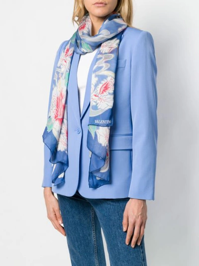 Shop Valentino Hibiscus Print Stole - Blue