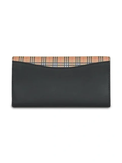 Shop Burberry Small Scale Check And Leather Continental Wallet In Black