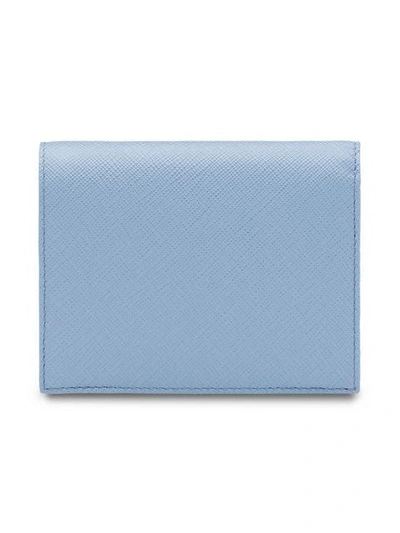 Shop Prada Small Saffiano Wallet In Blue