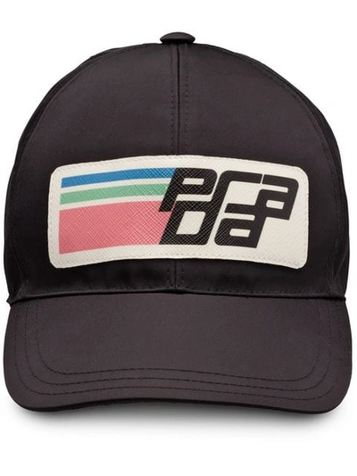 Shop Prada Logo Baseball Cap - Black