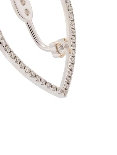 Shop Yvonne Léon Heart Diamond-embellished Hoop Earring In Metallic
