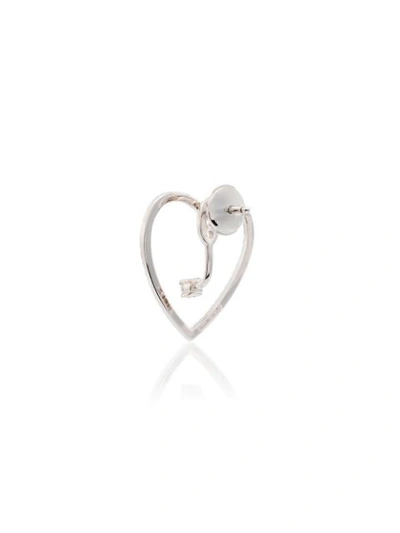 Shop Yvonne Léon Heart Diamond-embellished Hoop Earring In Metallic