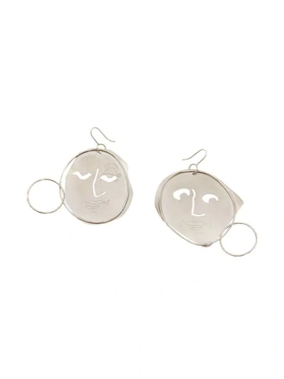 Shop Jw Anderson 'moon Face' Ohrringe In Silver