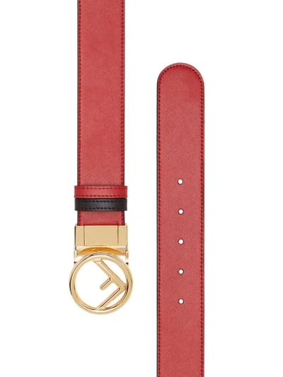 Shop Fendi Logo Buckle Belt In Red