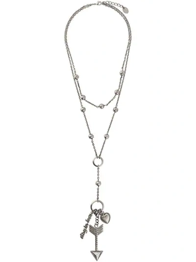 Shop Red Valentino Red(v) Arrow Embellished Necklace In Metallic