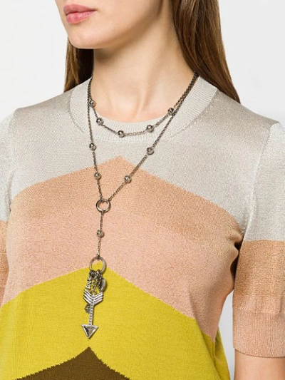 Shop Red Valentino Red(v) Arrow Embellished Necklace In Metallic