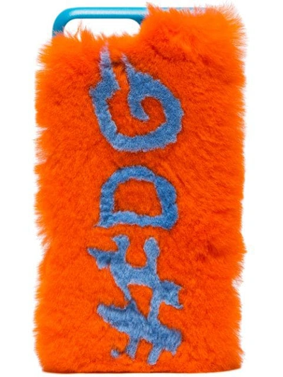 Shop Dolce & Gabbana Hashtag Fur Iphone 7 Plus Case In Orange