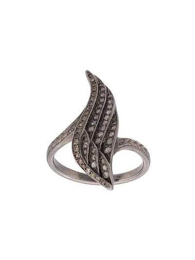 Shop Loree Rodkin 18kt Diamond Wing Ring In Grey